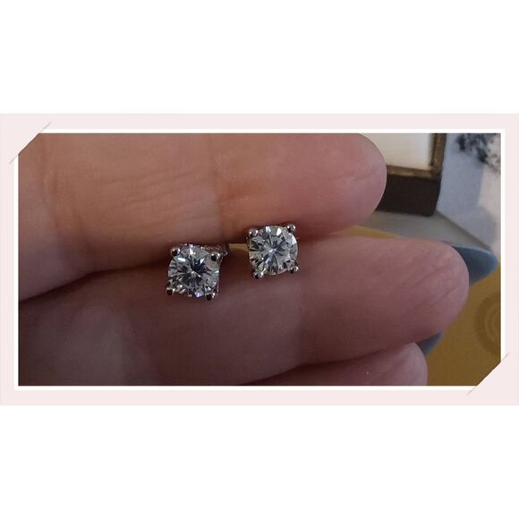 New~Genuine Moissanite Diamond 2Ct. Rose Cut Halo Design Stud Earrings~925SS - Picture 5 of 11